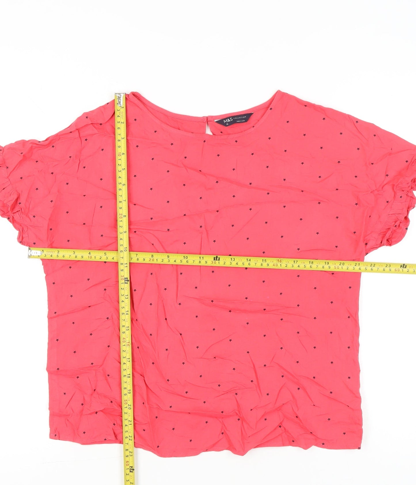Womens UK Size 12 Marks and Spencer Pink Basic Blouse