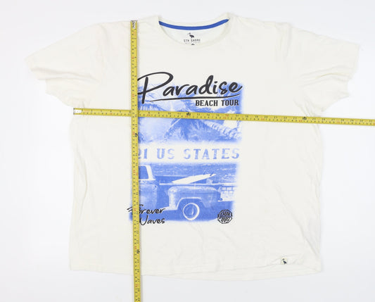 STH Shore Men’s White 2XL Graphic Beach T-Shirt Summer Cotton