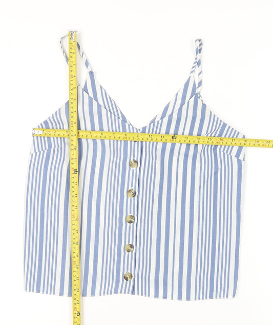 New Look Women Blue White Striped Camisole Tank Top UK 10