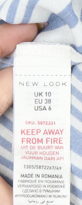 New Look Women Blue White Striped Camisole Tank Top UK 10