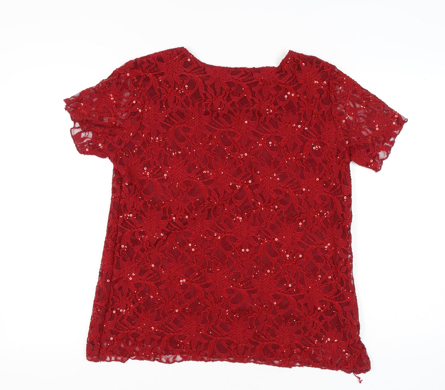 Nouvelle Collection Womens Red Sequin Lace Blouse Size 20
