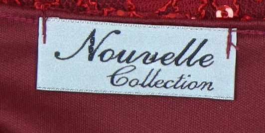 Nouvelle Collection Womens Red Sequin Lace Blouse Size 20