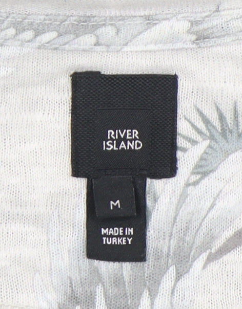 River Island Men’s Beige M Crane Print Graphic T-Shirt Short Sleeve