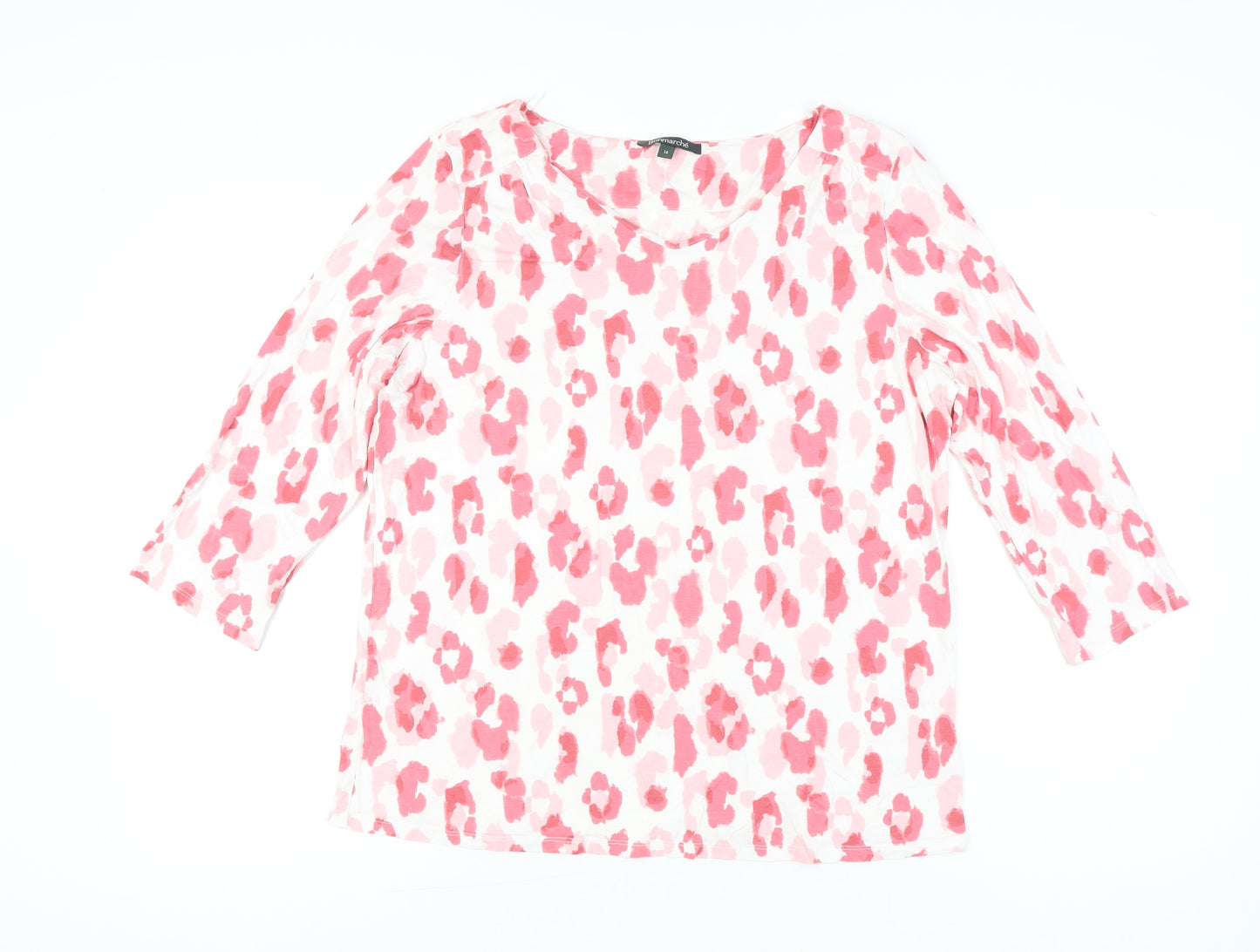 Bonmarché Women’s Pink Animal Print Blouse Size 16 3/4 Sleeve