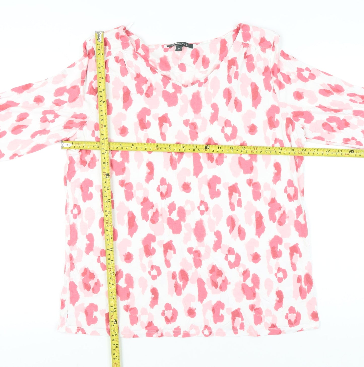 Bonmarché Women’s Pink Animal Print Blouse Size 16 3/4 Sleeve