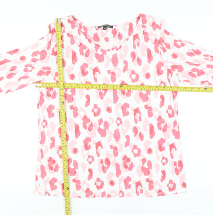 Bonmarché Women’s Pink Animal Print Blouse Size 16 3/4 Sleeve