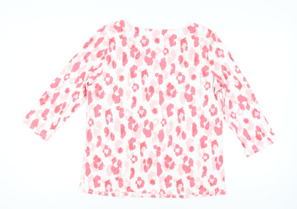 Bonmarché Women’s Pink Animal Print Blouse Size 16 3/4 Sleeve