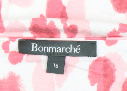 Bonmarché Women’s Pink Animal Print Blouse Size 16 3/4 Sleeve