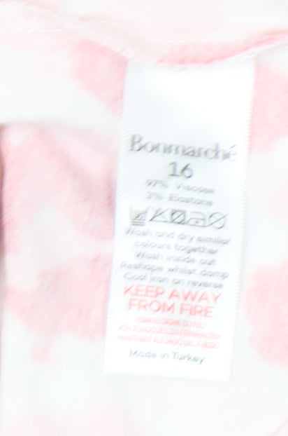 Bonmarché Women’s Pink Animal Print Blouse Size 16 3/4 Sleeve