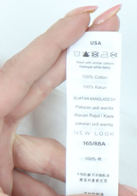 New Look Womens Pink White Colourblock Cotton T-Shirt UK 10