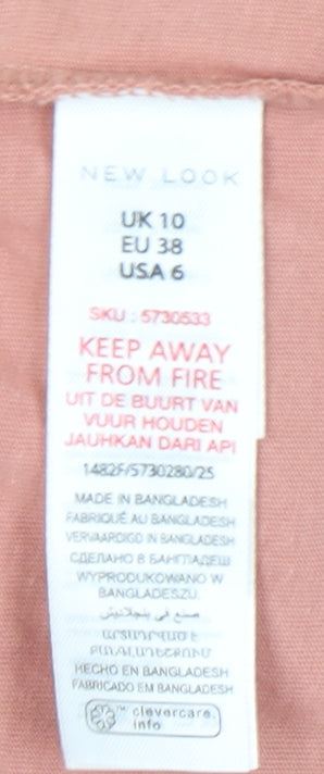 New Look Womens Pink White Colourblock Cotton T-Shirt UK 10