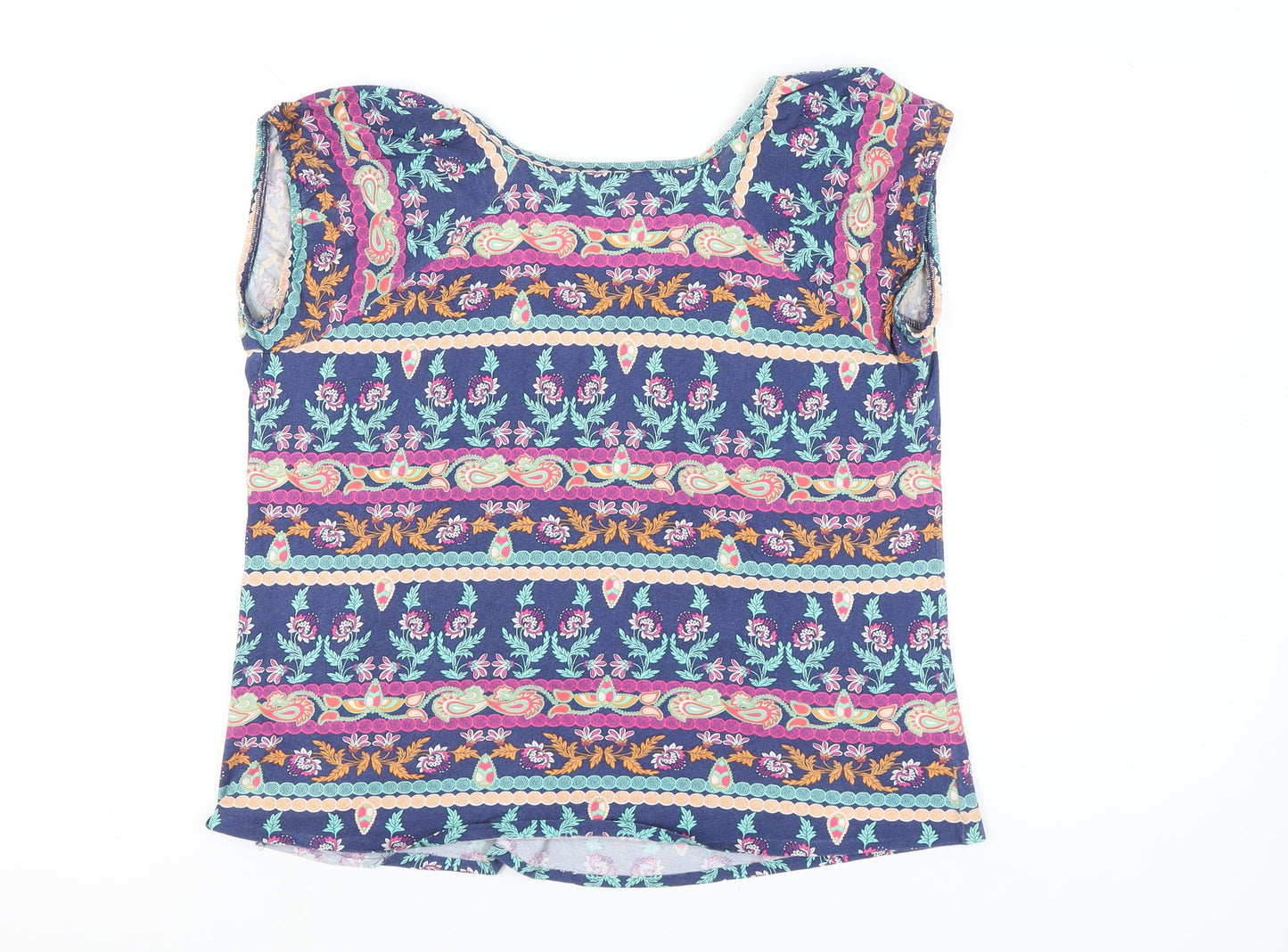 M&Co Women’s Blue Floral Tunic Blouse Size 14 Cotton Sleeveless