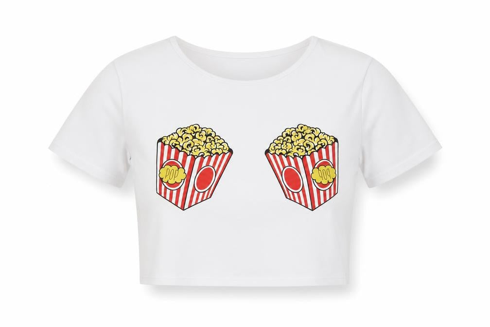 Womens UK Size 4 PRETTYLITTLETHING White Cropped T-Shirt