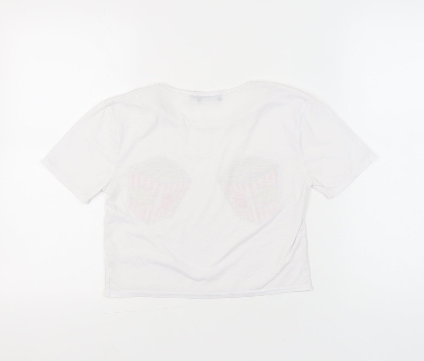 Womens UK Size 4 PRETTYLITTLETHING White Cropped T-Shirt