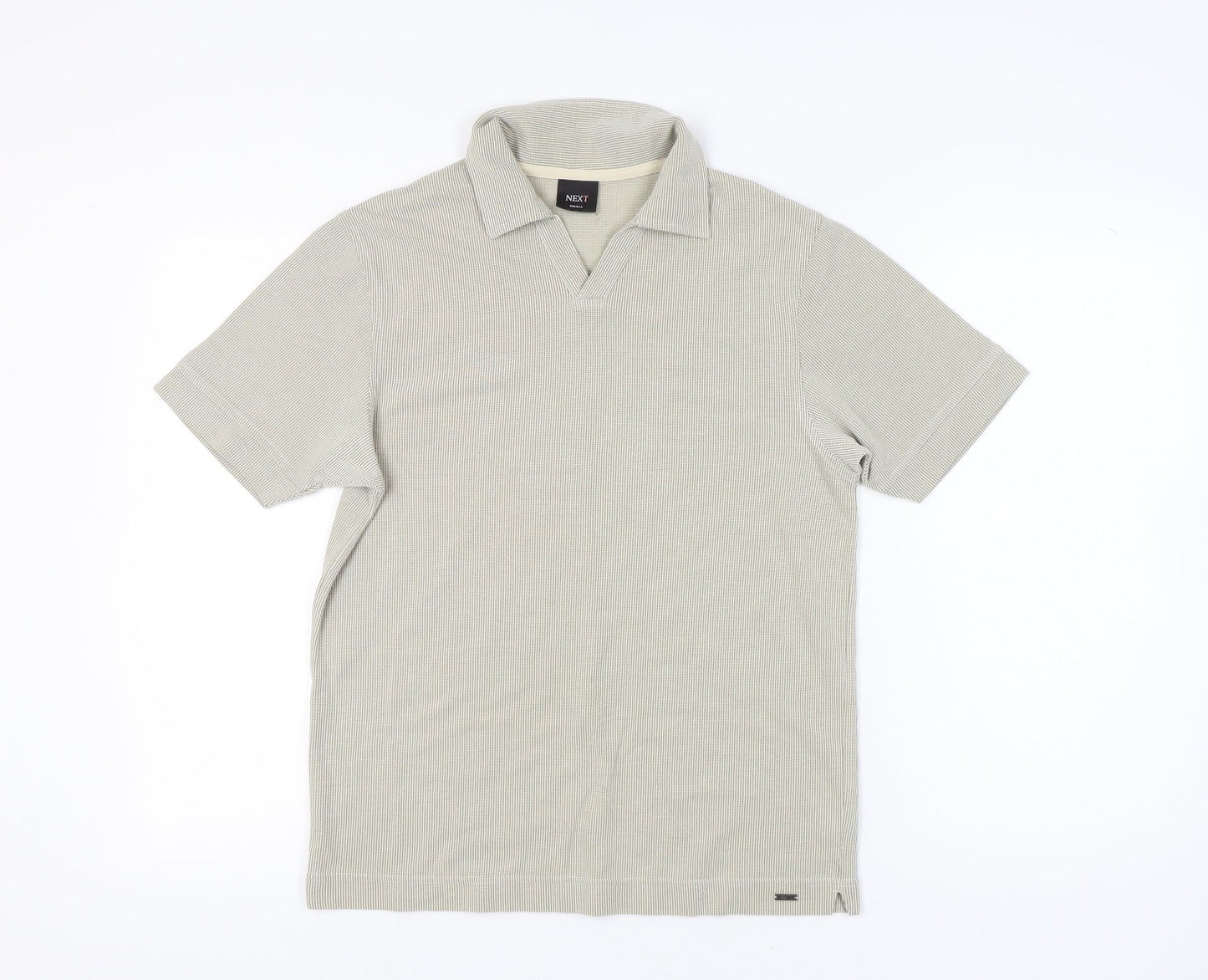 Next Men's Beige Polo Shirt Small Short Sleeve Cotton Blend