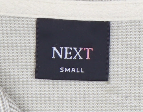 Next Men's Beige Polo Shirt Small Short Sleeve Cotton Blend