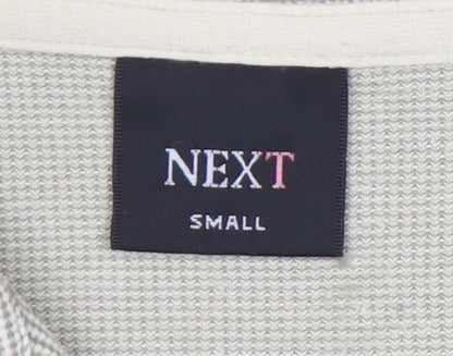 Next Men's Beige Polo Shirt Small Short Sleeve Cotton Blend