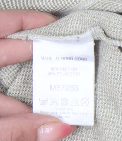 Next Men's Beige Polo Shirt Small Short Sleeve Cotton Blend