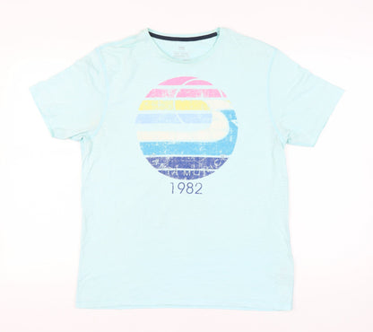 Marks and Spencer Men's Blue Graphic Retro Music T-Shirt Size M