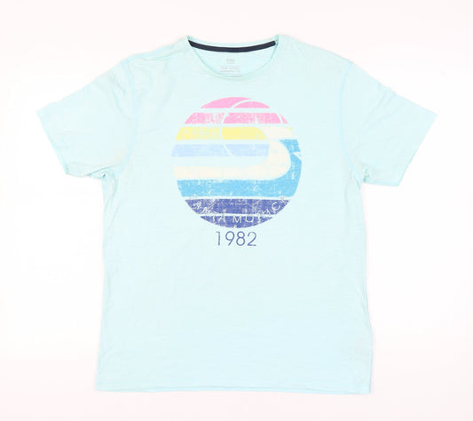 Marks and Spencer Men's Blue Graphic Retro Music T-Shirt Size M