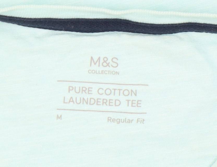 Marks and Spencer Men's Blue Graphic Retro Music T-Shirt Size M