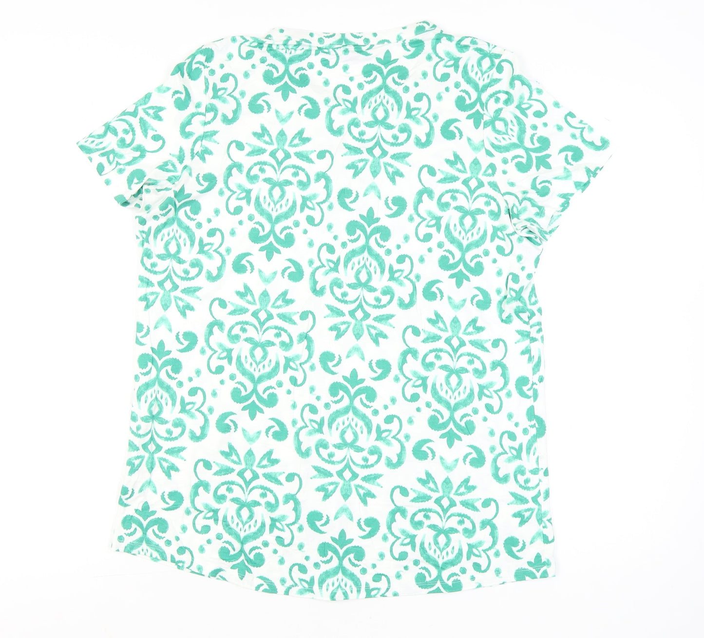 Bonmarché Womens Green Floral Tunic Blouse Size 16 Short Sleeve