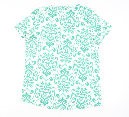 Bonmarché Womens Green Floral Tunic Blouse Size 16 Short Sleeve