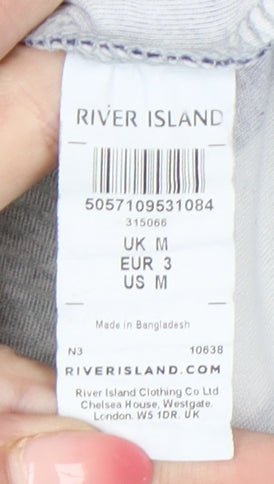 River Island Men’s Blue Striped Crew Neck Cotton T-Shirt Size M