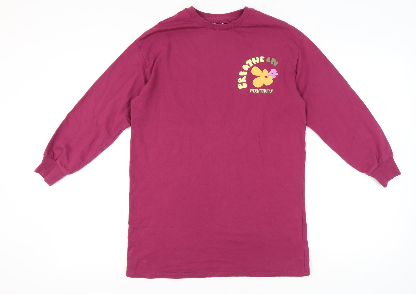 Next Girls Purple Long Sleeve Graphic T-Shirt 13Y Regular Fit Cotton
