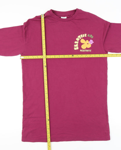 Next Girls Purple Long Sleeve Graphic T-Shirt 13Y Regular Fit Cotton