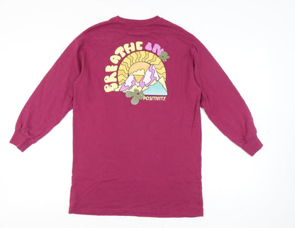 Next Girls Purple Long Sleeve Graphic T-Shirt 13Y Regular Fit Cotton