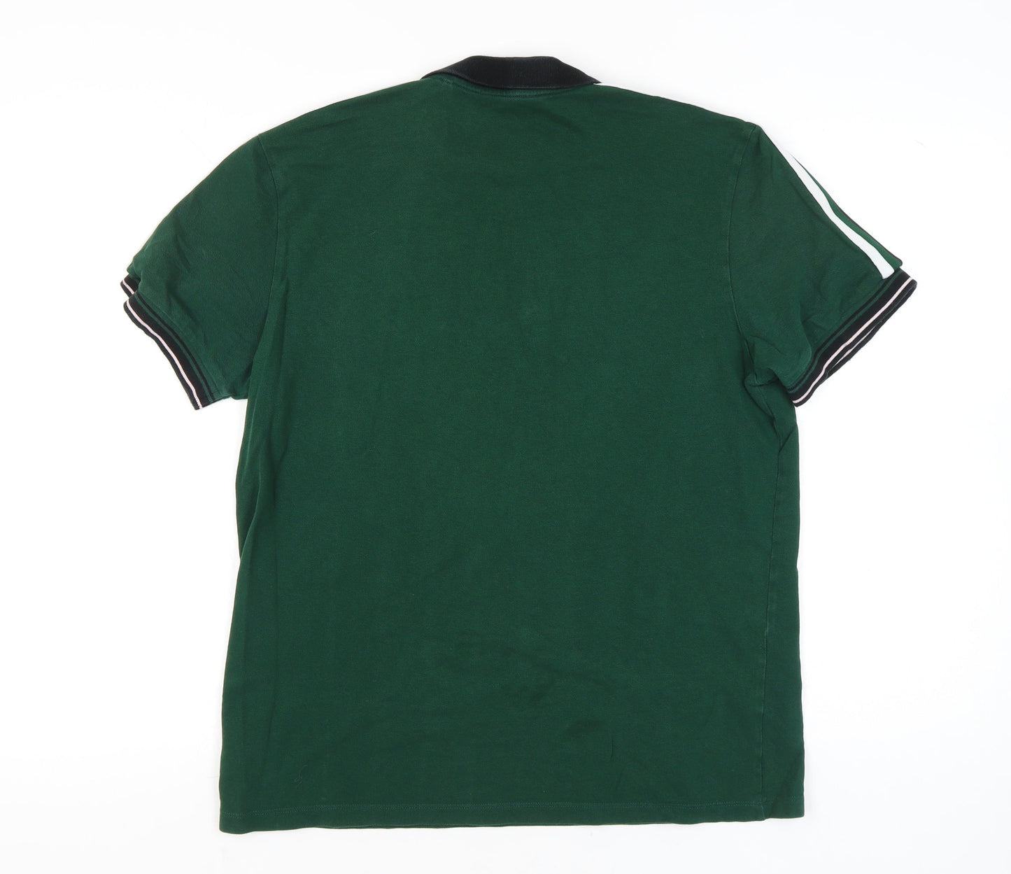 Next Men’s Green Polo Shirt L Regular Fit Zip Collar Cotton