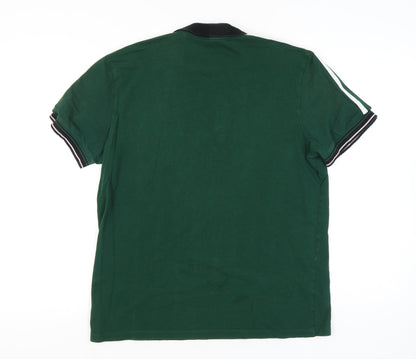 Next Men’s Green Polo Shirt L Regular Fit Zip Collar Cotton