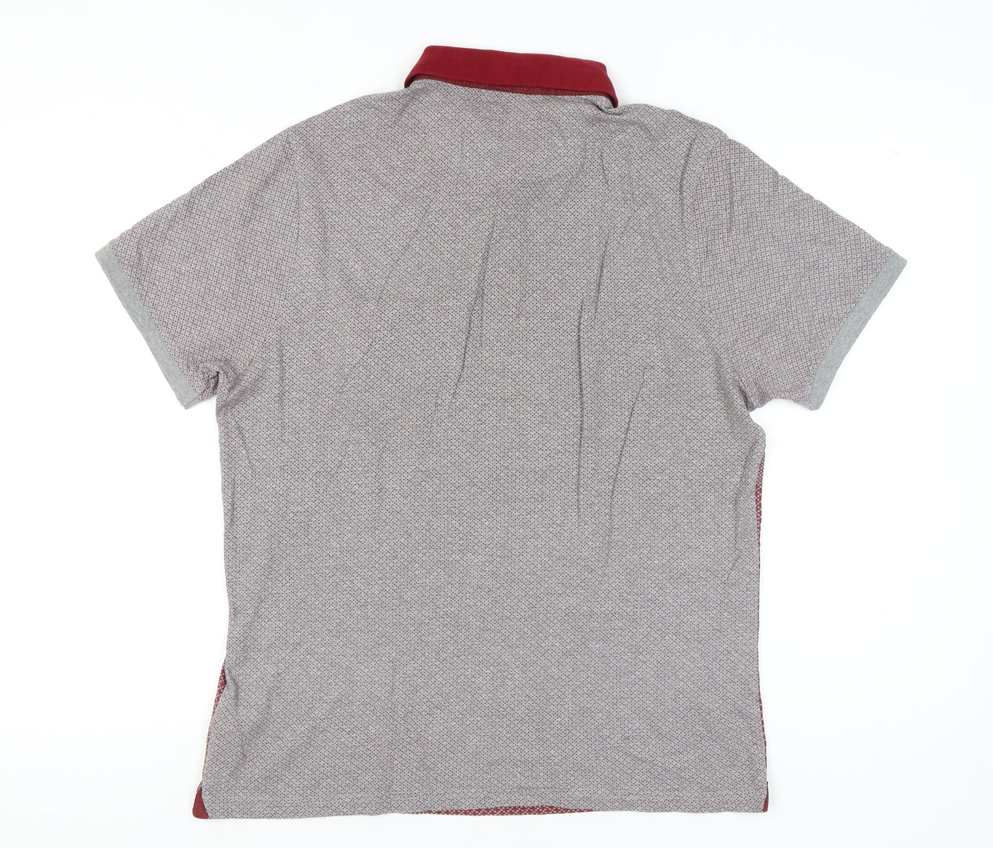Marks and Spencer Men’s Red Grey Colourblock Polo Shirt L Regular Fit