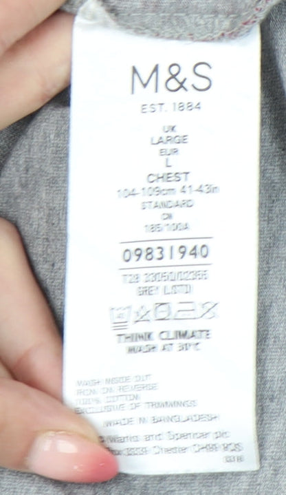 Marks and Spencer Men’s Red Grey Colourblock Polo Shirt L Regular Fit