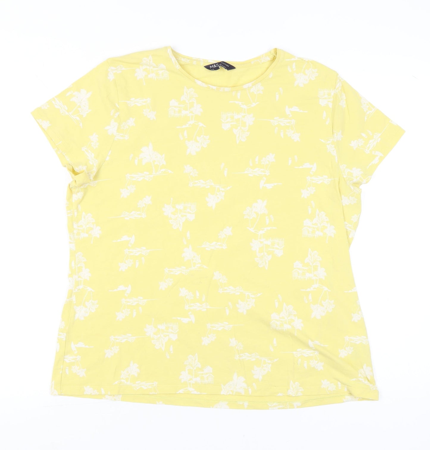 Womens UK Size 20 Marks and Spencer Yellow Basic T-Shirt