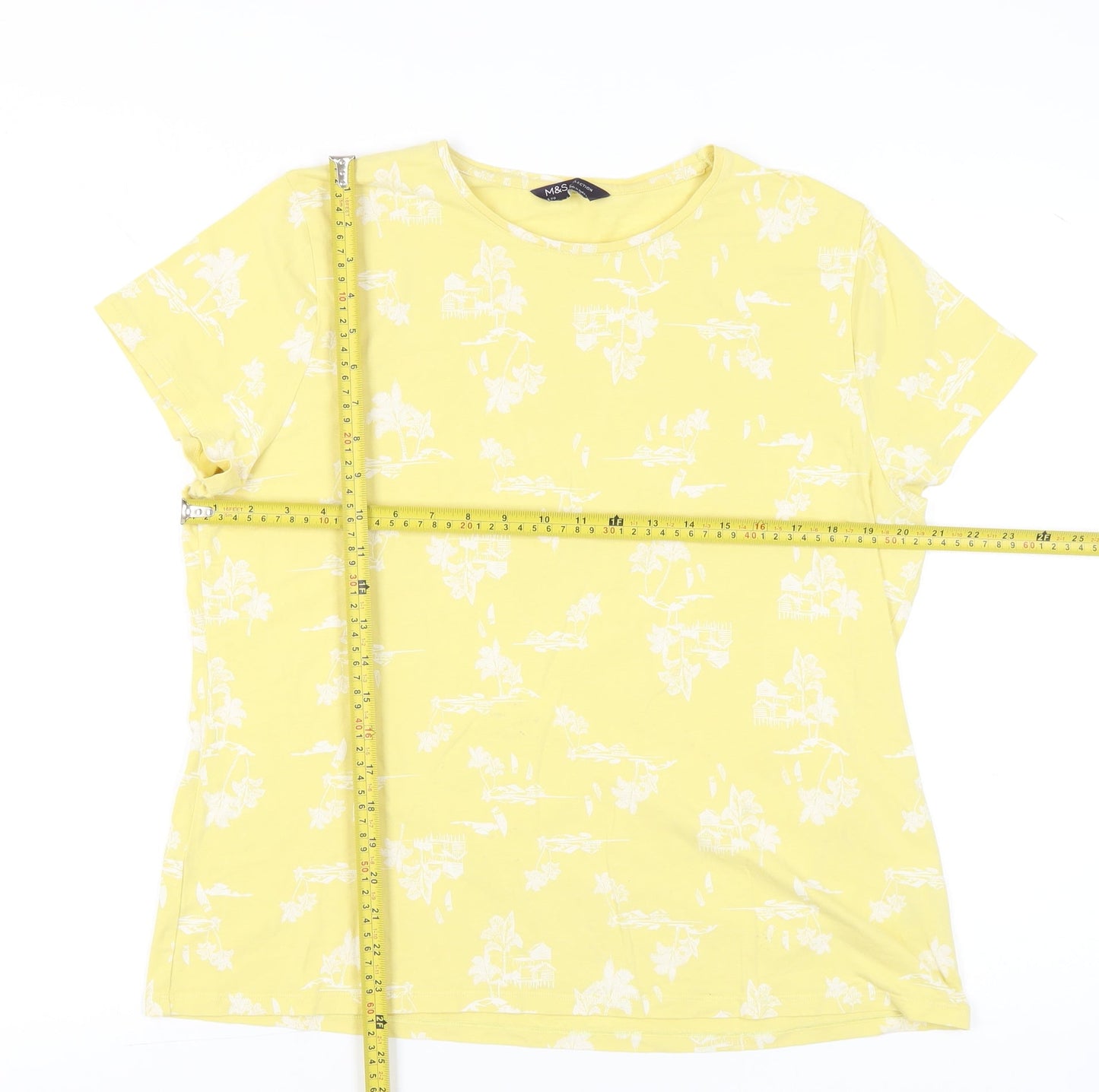 Womens UK Size 20 Marks and Spencer Yellow Basic T-Shirt