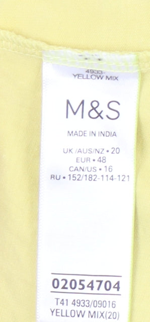 Womens UK Size 20 Marks and Spencer Yellow Basic T-Shirt