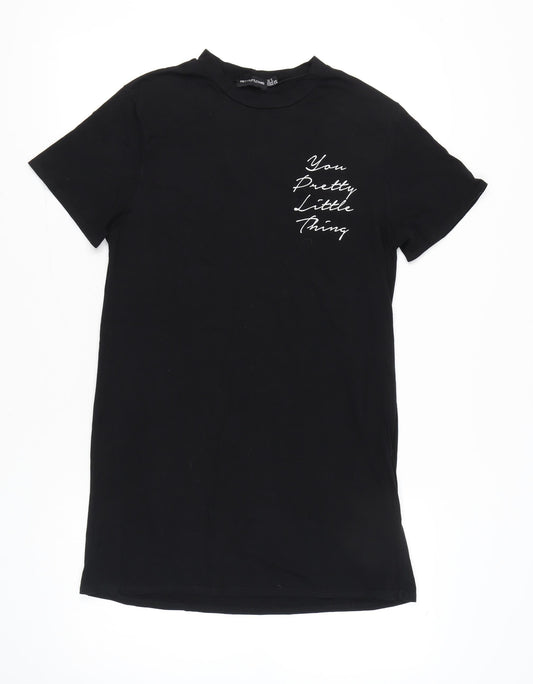 PrettyLittleThing Women's Black Size 8 Short Sleeve Cotton T-Shirt