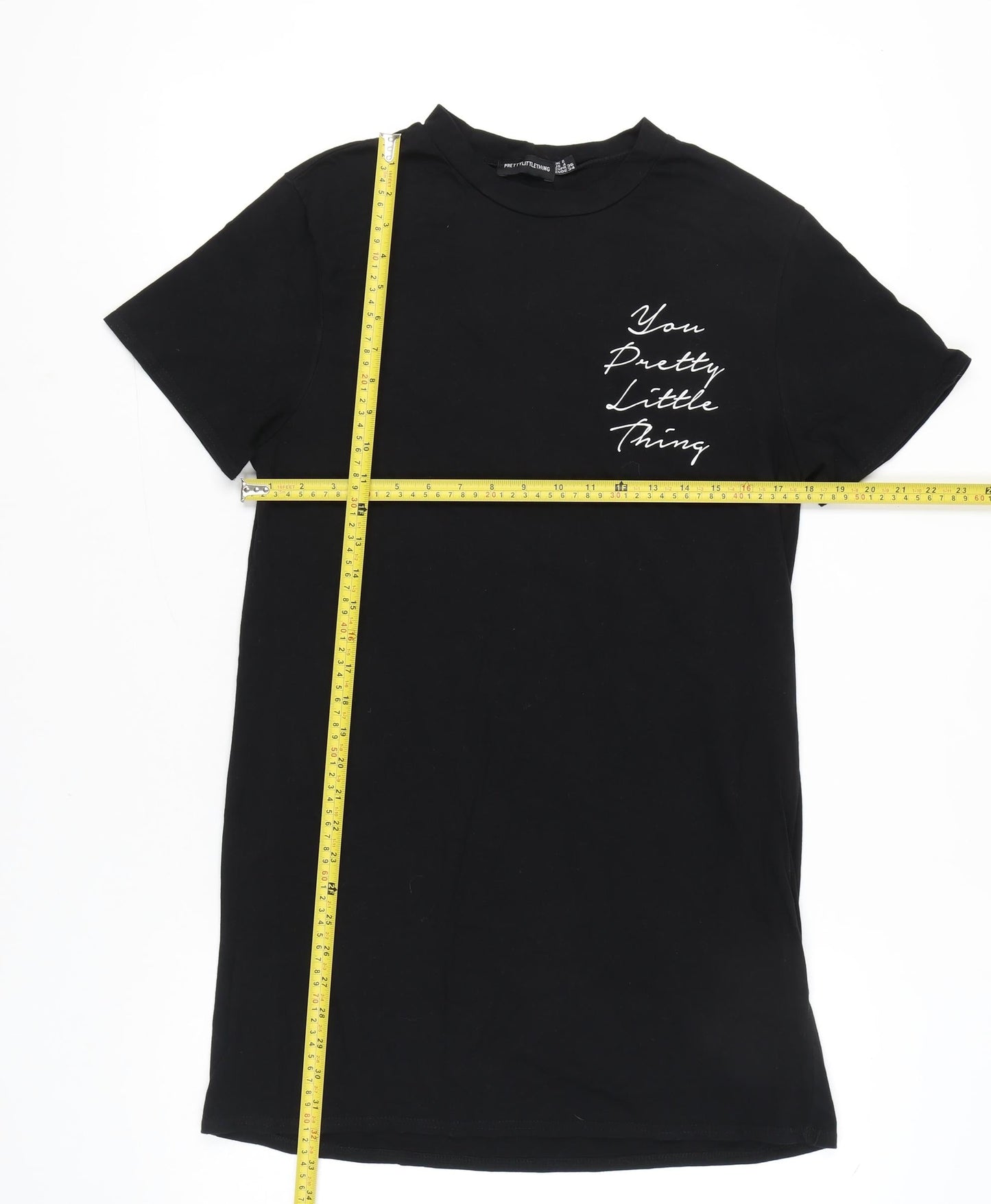 PrettyLittleThing Women's Black Size 8 Short Sleeve Cotton T-Shirt