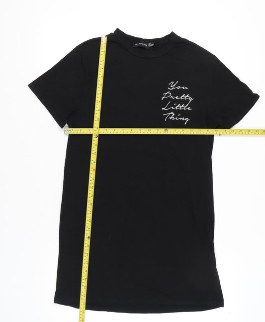 PrettyLittleThing Women's Black Size 8 Short Sleeve Cotton T-Shirt