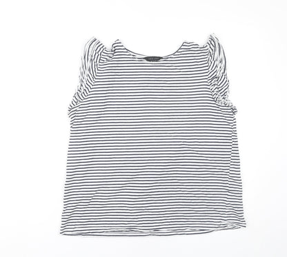 New Look Womens Black Stripe Cotton T-Shirt Size 16 Sleeveless