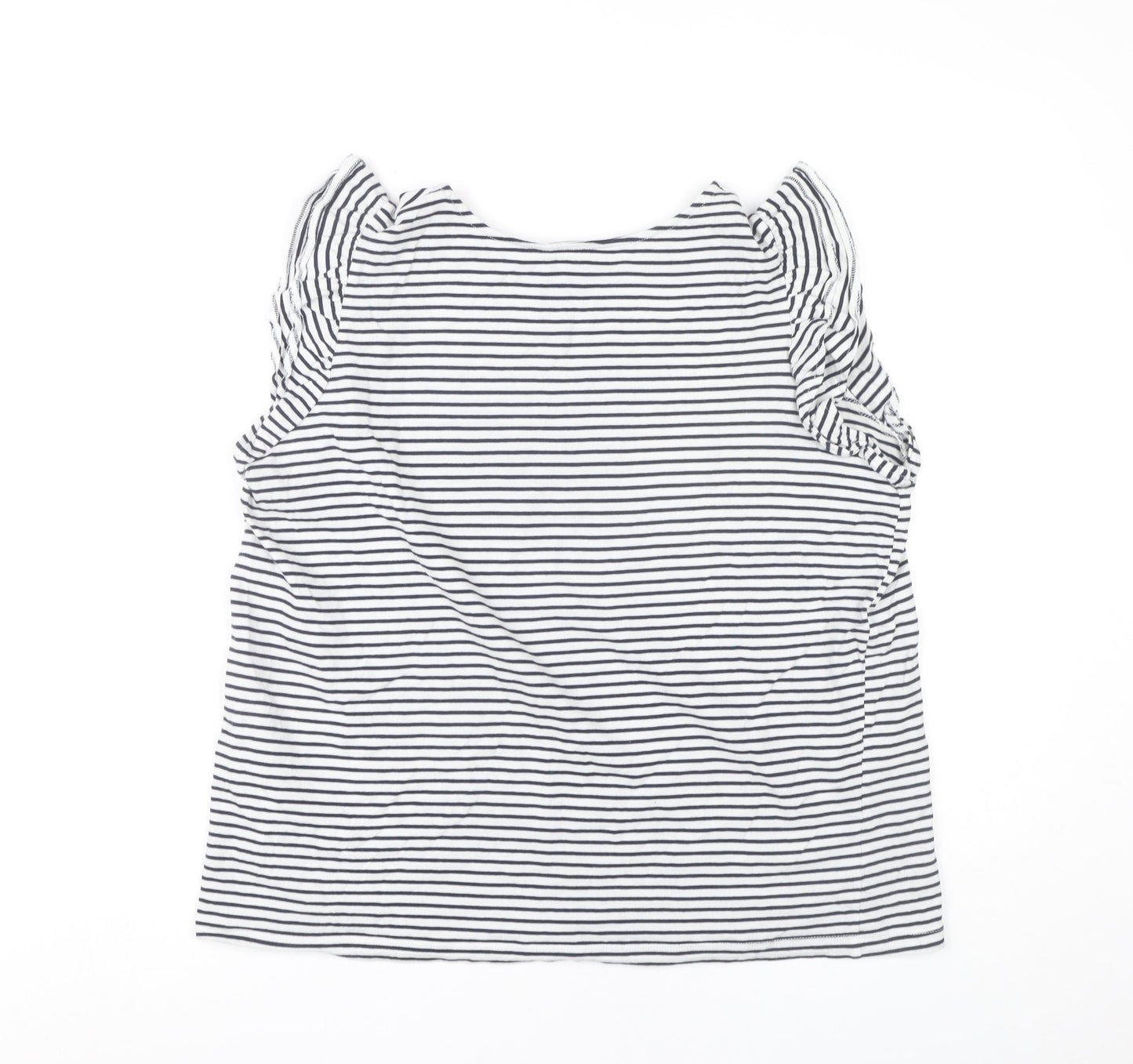 New Look Womens Black Stripe Cotton T-Shirt Size 16 Sleeveless