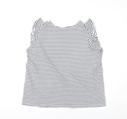New Look Womens Black Stripe Cotton T-Shirt Size 16 Sleeveless