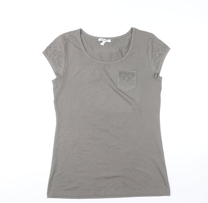 Womens UK Size 14 Steilmann Grey Basic T-Shirt
