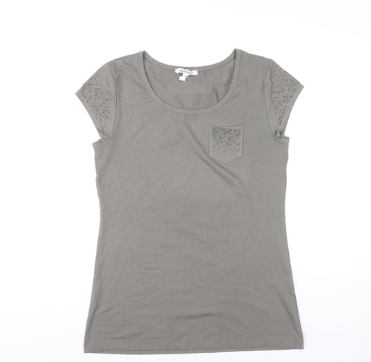 Womens UK Size 14 Steilmann Grey Basic T-Shirt