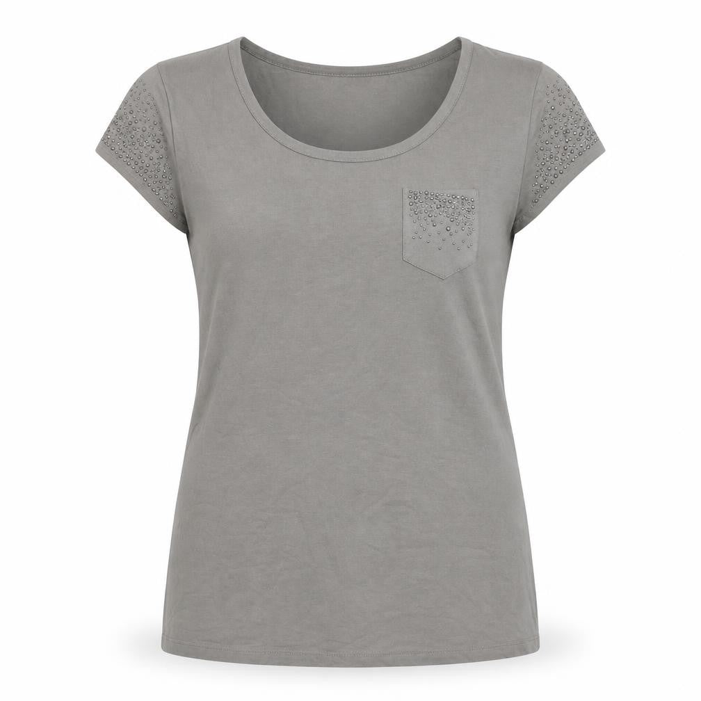 Womens UK Size 14 Steilmann Grey Basic T-Shirt