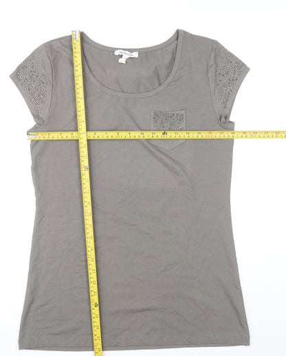 Womens UK Size 14 Steilmann Grey Basic T-Shirt