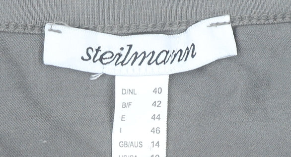 Womens UK Size 14 Steilmann Grey Basic T-Shirt