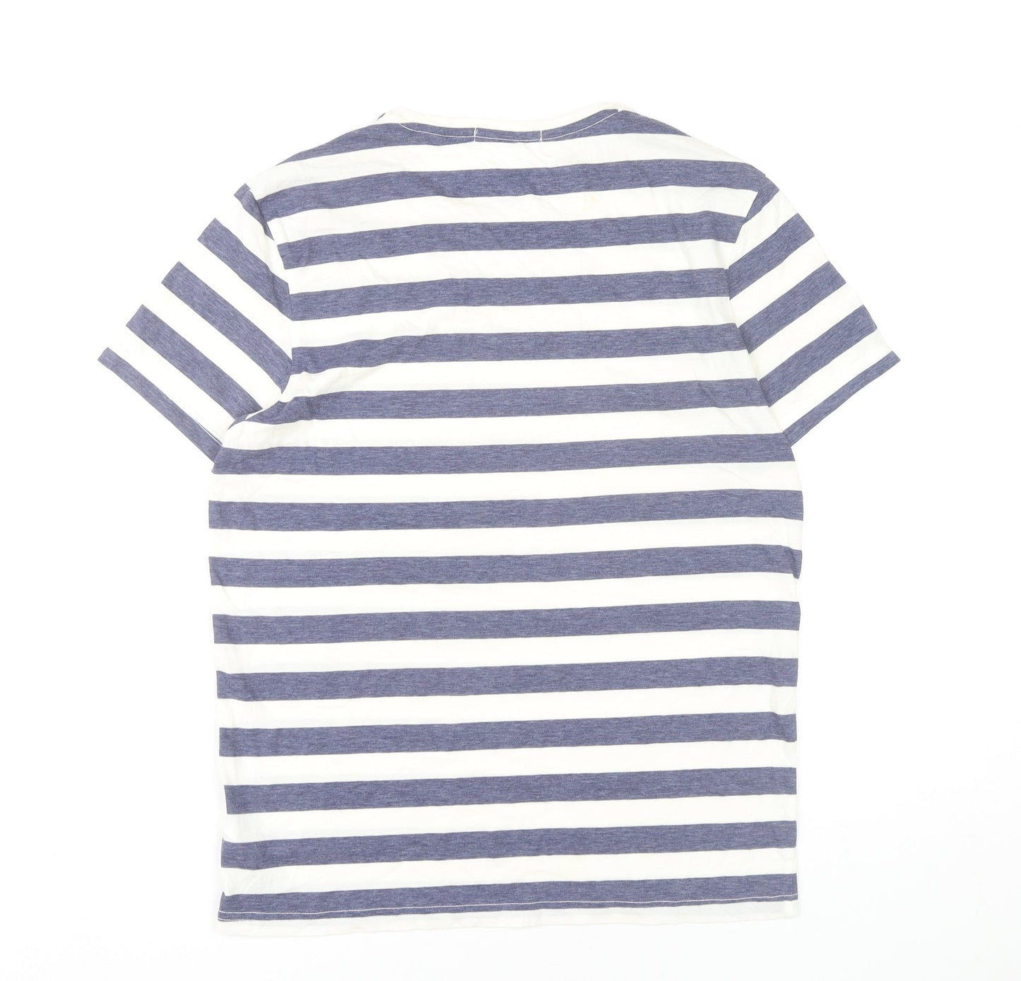 Topman Mens Blue White Striped Crew Neck T-Shirt Size M
